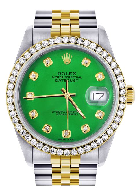 gold watch with green face rolex|rolex gold with green dial.